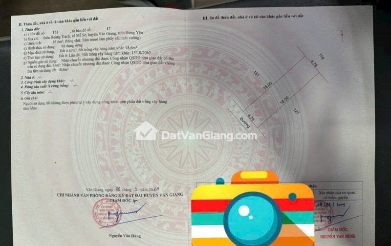 Bán Đất Xã Mễ Sở Hoàng Trạch 85,6m2 Đường Nhựa 7m Hai Ô Tô Tránh Giá 5xtr/m2