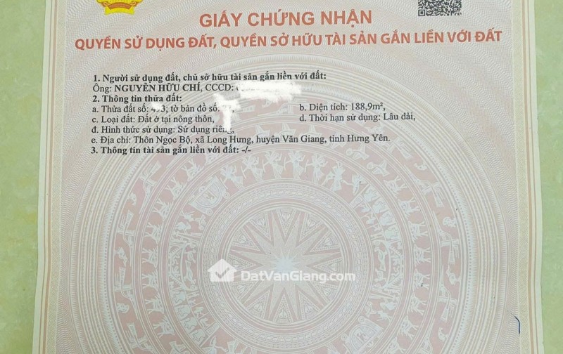 Bán đất thổ cư Văn Giang 188,9m2, 2 Mặt tiền 7,8m, Cạnh ĐHBK CS2, Sát Ecopark, Ô tô 7 chỗ thông