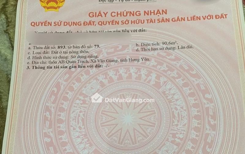 Siêu Phẩm Đất Văn Giang 90,6m2 Full Thổ Cư Mặt Tiền 4,68m Ô Tô Tới Nơi Giá Chỉ 2,99 Tỷ