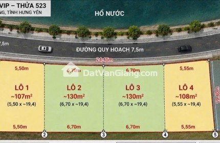 Bán Đất View Hồ Mễ Sở Văn Giang – 107m² Đến 130m², Ô Tô Tránh Thông, Sát Đại Dự Án Sun Group