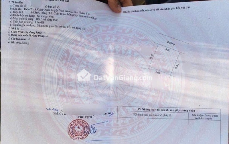 Trục chính đất đấu giá Xuân quan văn Giang Hưng yên